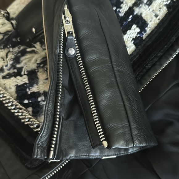 Alexander Wang Oversized Leather & Tweed Hybrid Jacket Size S - Picture 11 of 16